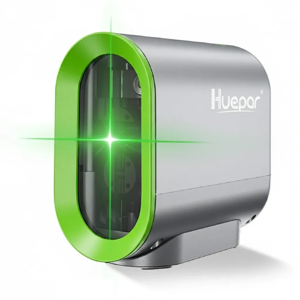 Close-up of various laser levels showing different types